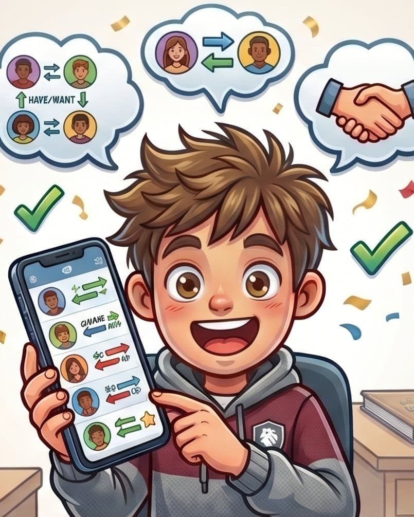 Paso 2: la app encuentra intercambios de figuritas automáticamente