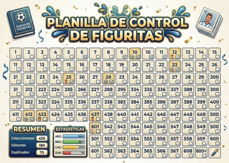 Vista previa del PDF con las figuritas del Mundial 2026 que tenés y te faltan